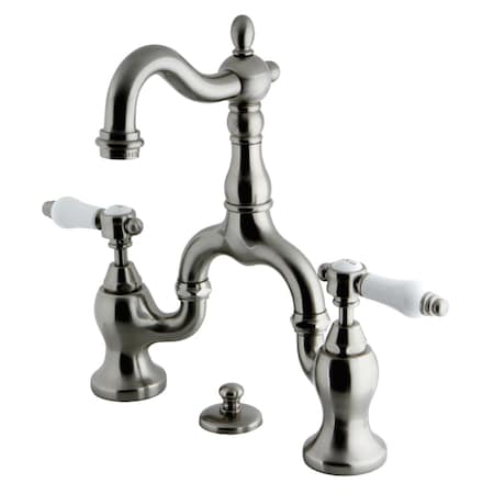 Kingston Brass KS7978BPL Bridge Bathroom Faucet with Brass Pop-Up, Brushed Nickel KS7978BPL